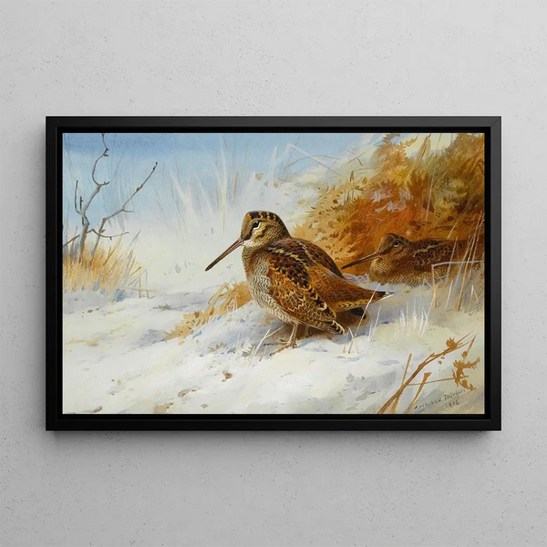 Zimowa czapla - Archibald Thorburn — oprawiony obraz na ścianie