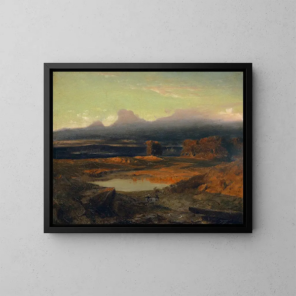 pejzażowy o zachodzie słońca 1849 - Arnold Böcklin — oprawiony obraz na ścianie