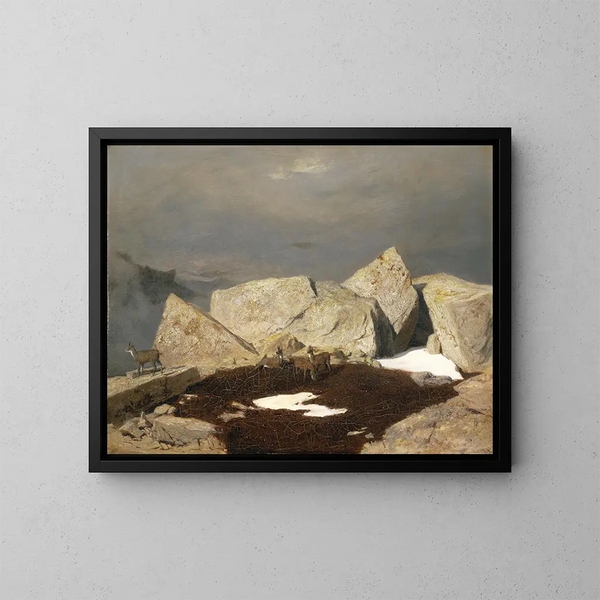 pejzażu górskiego z kozłem - Arnold Böcklin — oprawiony obraz na ścianie