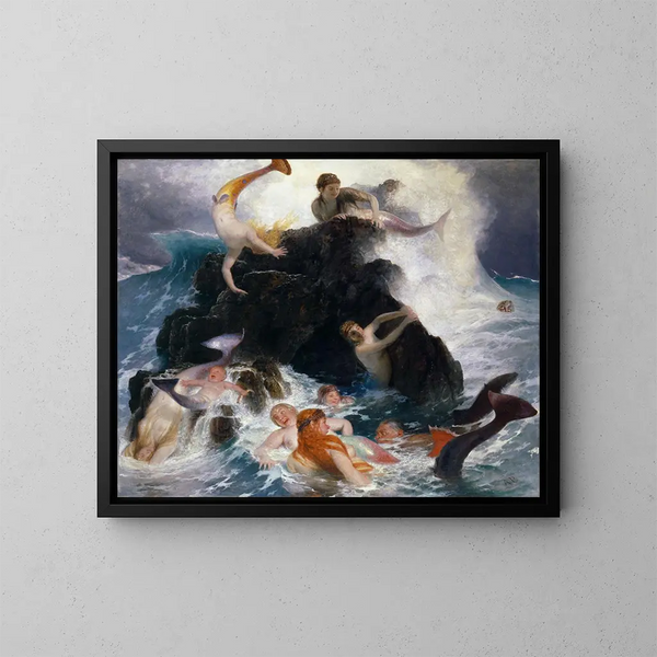 Gra Nereid - Arnold Böcklin — oprawiony obraz na ścianie