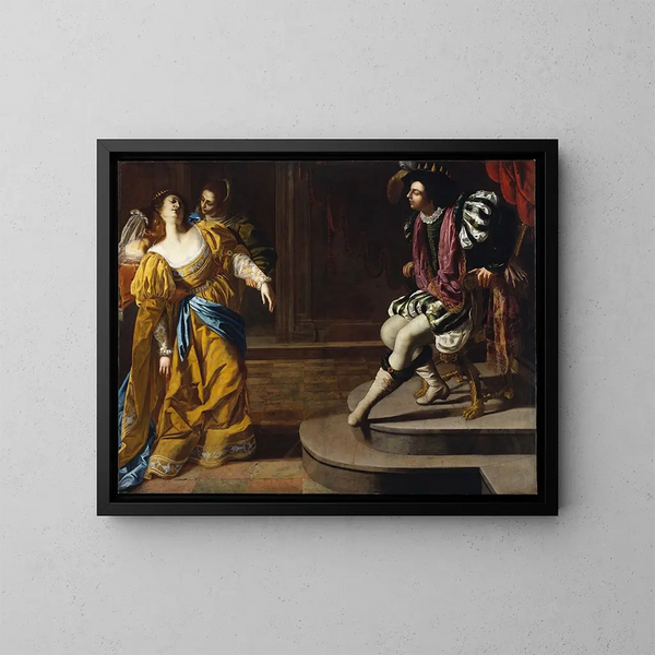 Esther przed Asuerysem - Artemisia Gentileschi — oprawiony obraz na ścianie
