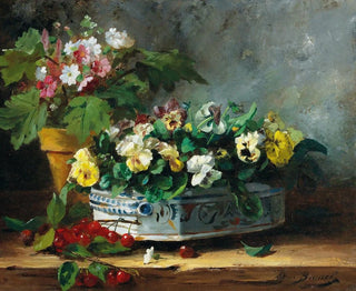 ArthurAlfred Brunel de Neuville - Neuville Pansies And Primroses.webp