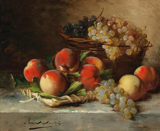 ArthurAlfred Brunel de Neuville - Still Life with Apples and Grapes.webp