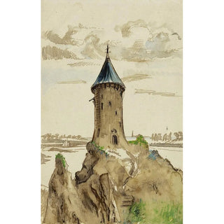 ArthurJoseph Gueniot - Reconstitution possible du chteau de Chne Vert sur la Rance entre Dinan et Dinard.webp