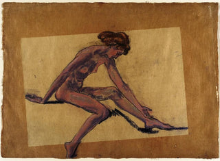 Arthur Bowen Davies - Seated Female Nude in Profile Bending Forward.webp
