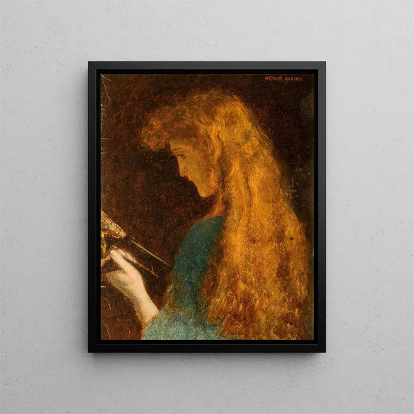 Studium głowy dziewczynki - Arthur Hughes — oprawiony obraz na ścianie