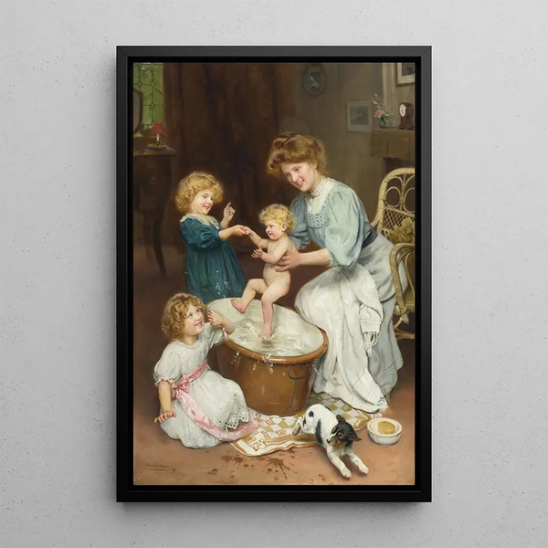 Godzina kąpieli niemowlęcia - Arthur John Elsley — oprawiony obraz na ścianie