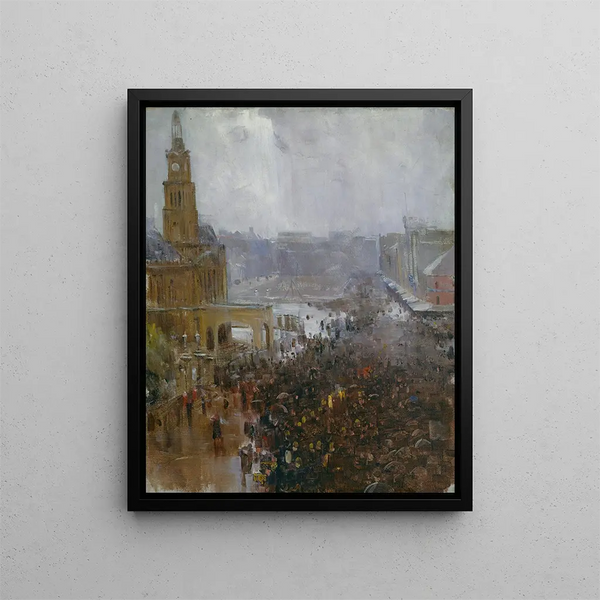 Pogrzeb strażaków, ulica George - Arthur Streeton — oprawiony obraz na ścianie
