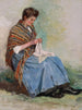 Kobieta szyjąca - Asai Chū — widok dzieła