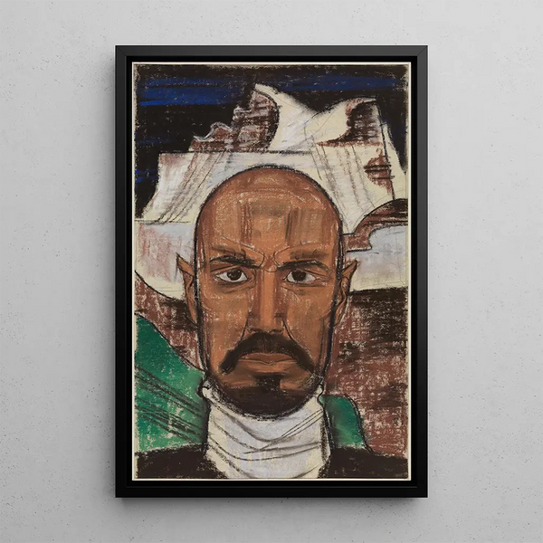 autoportret z rogiem myśliwskim - August Babberger — oprawiony obraz na ścianie