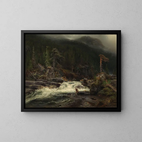 Cascade en Telemark - August Cappelen — oprawiony obraz na ścianie