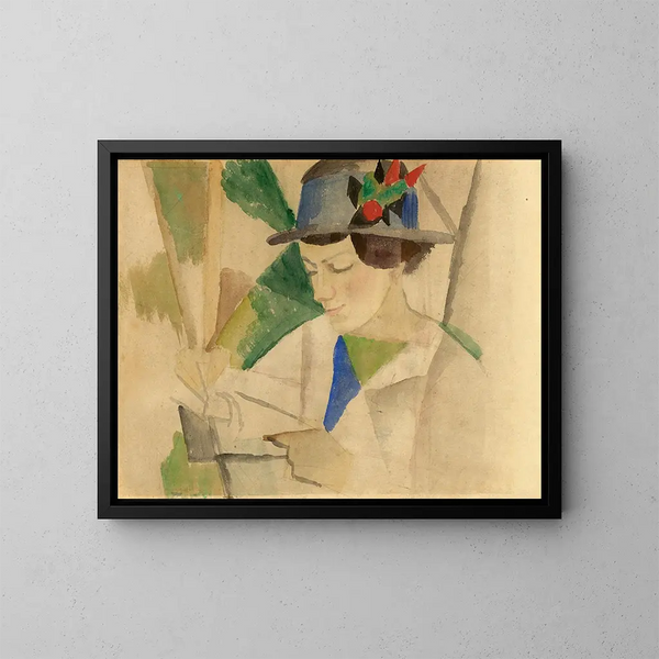La femme du peintre lisant - August Macke — oprawiony obraz na ścianie