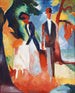 Ludzie nad brzegiem niebieskiego jeziora - August Macke — widok dzieła