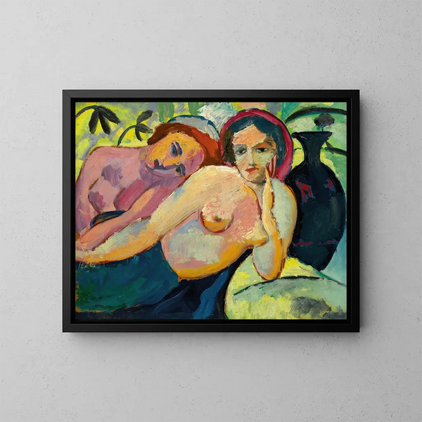 Dwie dziewczynki w stylu orientalnym - August Macke — oprawiony obraz na ścianie