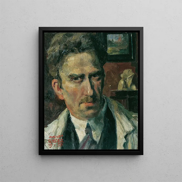 Autoportret - August Rieger — oprawiony obraz na ścianie