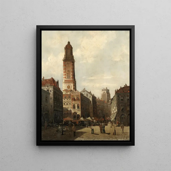 Un marché de rue - August von Siegen — oprawiony obraz na ścianie