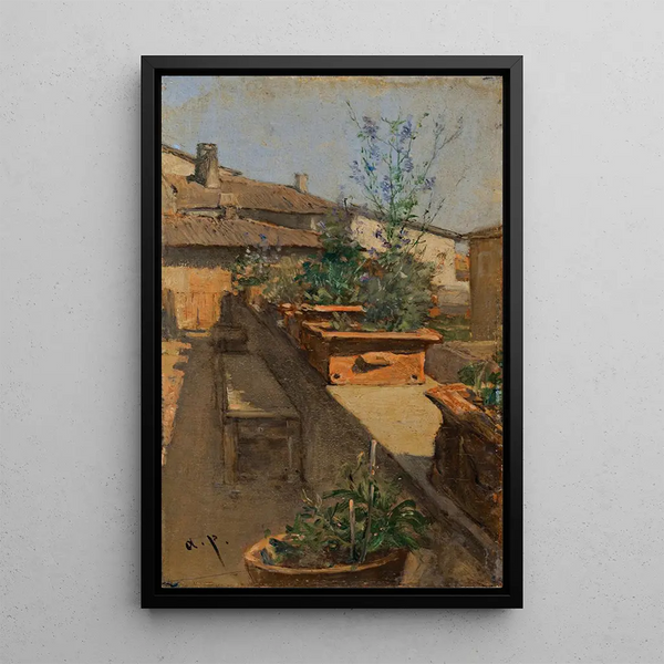 Un jardin sur le toit - August von Pettenkofen — oprawiony obraz na ścianie
