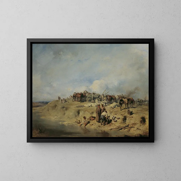 Bivouac de soldats russes - August von Pettenkofen — oprawiony obraz na ścianie