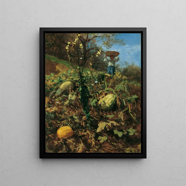 Le jardin de citrouilles - August von Pettenkofen — oprawiony obraz na ścianie