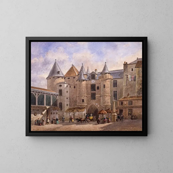 Le Grand Châtelet z XVIII wieku - Auguste Sébastien Bénard — oprawiony obraz na ścianie