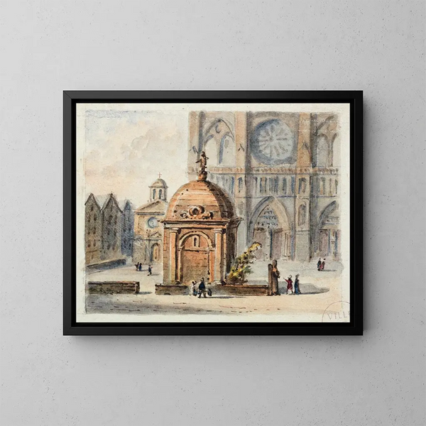 Le parvis de Notre-Dame de Paris - Auguste Sébastien Bénard — oprawiony obraz na ścianie