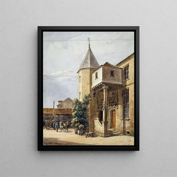 Dom nazywany Maison de Saint-Louis i hangar - Auguste Sébastien Bénard — oprawiony obraz na ścianie