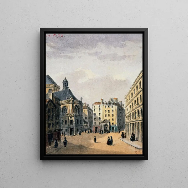 Pointe Saint-Eustache i fontanna - Auguste Sébastien Bénard — oprawiony obraz na ścianie