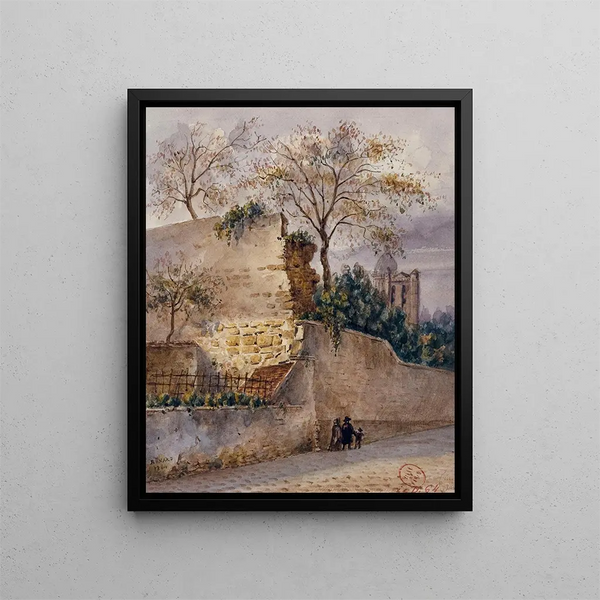 Rue Clovis mur de Philippe Auguste - Auguste Sébastien Bénard — oprawiony obraz na ścianie