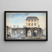 Widok na dawną fasadę Hôtel-Dieu po pożarze w 1772 roku - Auguste Sébastien Bénard — oprawiony obraz na ścianie