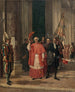 Kardynałów wychodzących z Watykanu przez drzwi Szwajcarów po audiencji u Ojca Świętego - Auguste Dutuit — widok dzieła