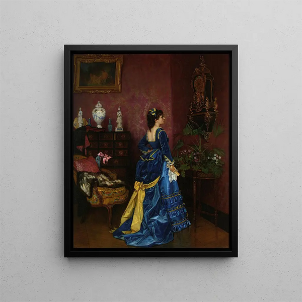 La Robe bleue - Auguste Toulmouche — oprawiony obraz na ścianie