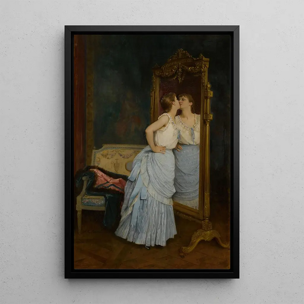 Le miroir - Auguste Toulmouche — oprawiony obraz na ścianie