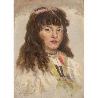 Aurel Ballo - Head Study of Woman with Long Hair.webp