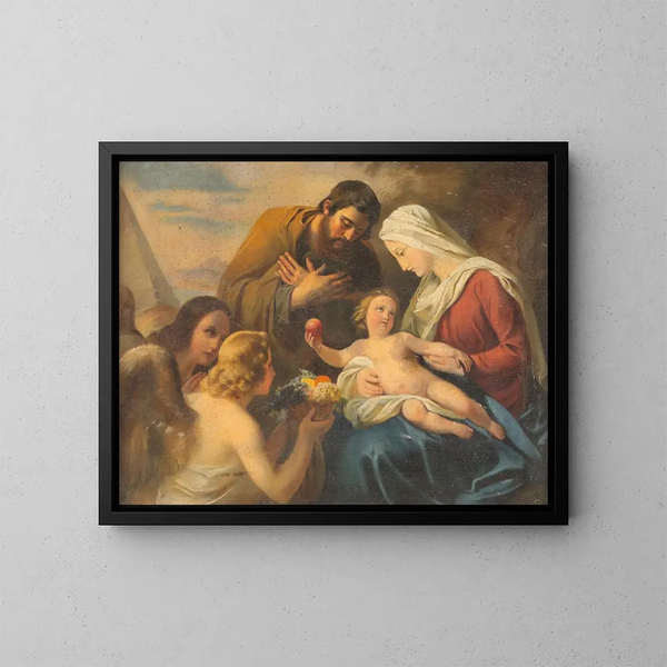 adoracji Świętej Rodziny - Szkoła austriacka — oprawiony obraz na ścianie