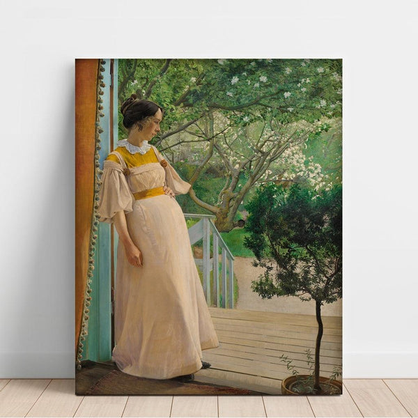 Reprodukcja obrazu przy drzwiach balkonowych - Żona artysty - Laurits Andersen Ring
