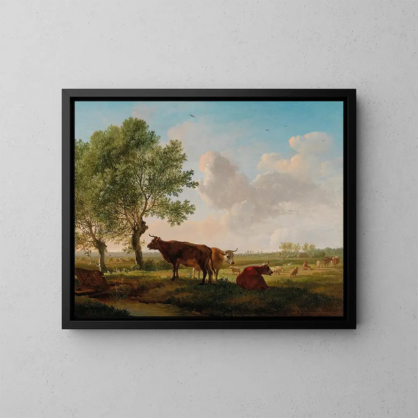 Bétail dans le pré - Balthasar Paul Ommeganck — oprawiony obraz na ścianie
