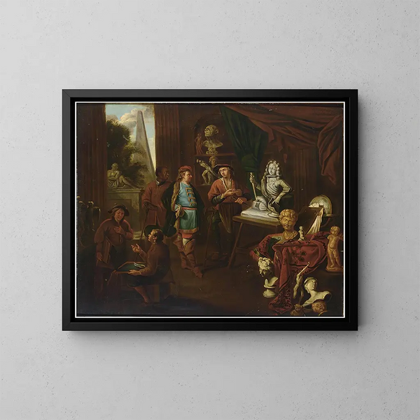Warsztat rzeźbiarza - Balthasar van den Bossche — oprawiony obraz na ścianie