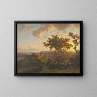 Barend Cornelis Koekkoek - Paysage bois avec un chteau.webp