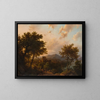 Barend Cornelis Koekkoek - Sunset on the Rhine.webp
