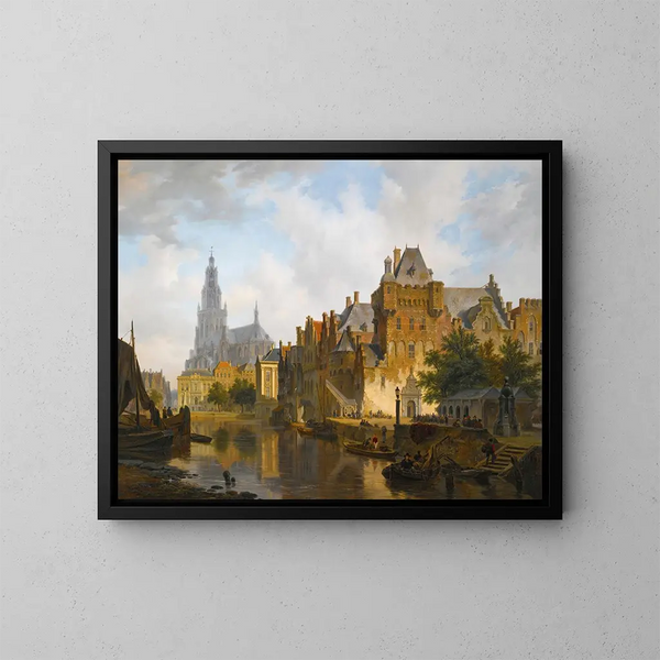 Widok capriccio na Hofvijver w Hadze - Bartholomeus Johannes van Hove — oprawiony obraz na ścianie