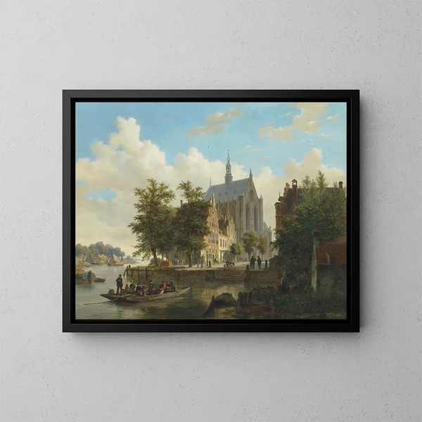 Przeprawa promem w Haarlem - Bartholomeus Johannes van Hove — oprawiony obraz na ścianie