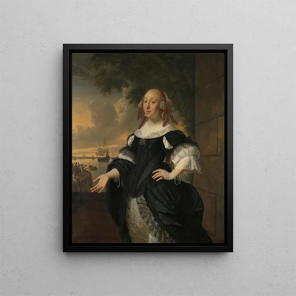 Geertruida den Dubbelde 1647-84 Żona Aerta van Nesa - Bartholomeus van der Helst — oprawiony obraz na ścianie