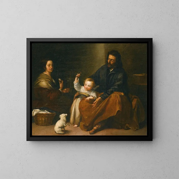 La Sainte Famille dans un intérieur - Bartolomé Esteban Murillo — oprawiony obraz na ścianie