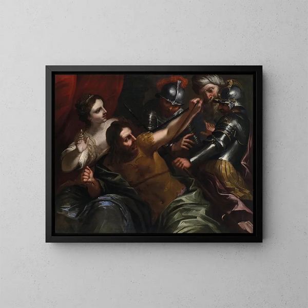 Samson i Dalila - Bartolomeo Biscaino — oprawiony obraz na ścianie