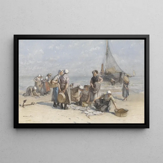 Bernardus Johannes Blommers - Fishwives on the Beach at Scheveningen.webp