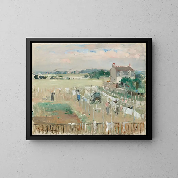 Wieszanie prania do suszenia - Berthe Morisot — oprawiony obraz na ścianie