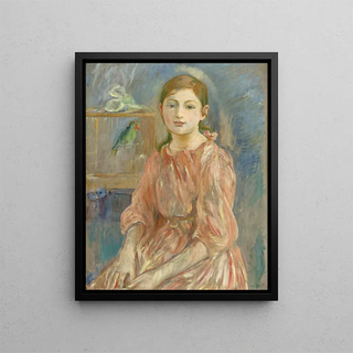 Dziewczyna artysty z papugą - Berthe Morisot — oprawiony obraz na ścianie