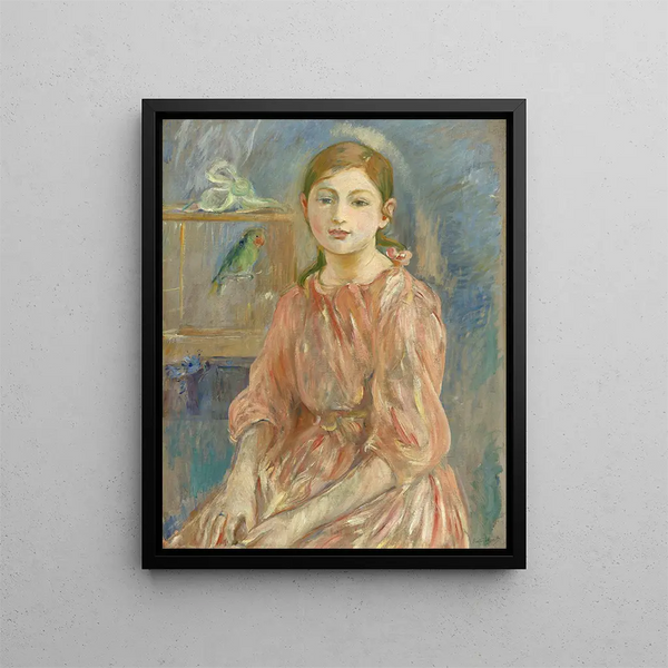 Dziewczyna artysty z papugą - Berthe Morisot — oprawiony obraz na ścianie