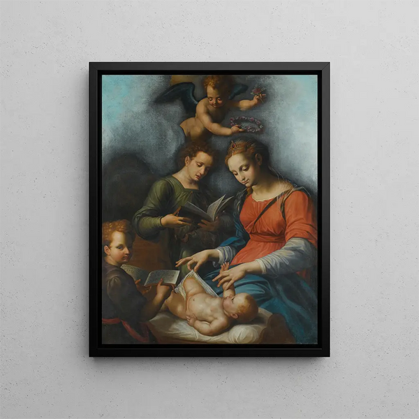 La Nativité - Szkoła bolonijska — oprawiony obraz na ścianie