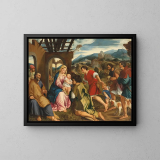 adoracji pasterzy - Bonifacio Veronese — oprawiony obraz na ścianie